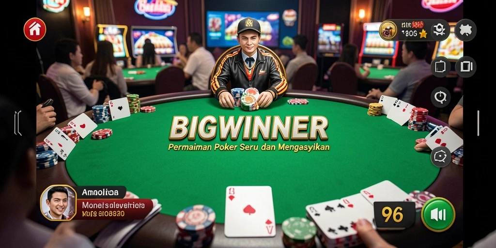 Tampilan gameplay Poker yang mengasyikkan di BIGWINNER.