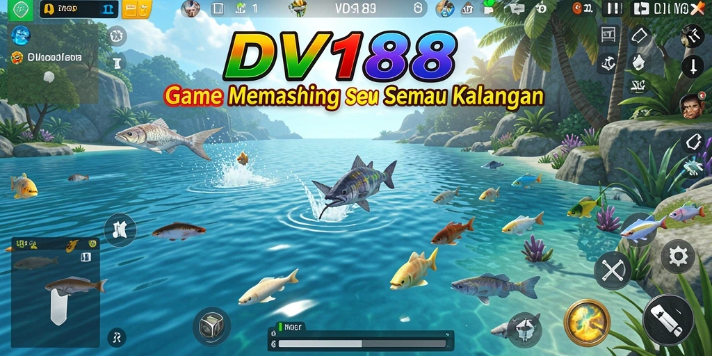 Tangkapan screenshot gameplay DV188 menunjukkan aksi memancing yang menegangkan.