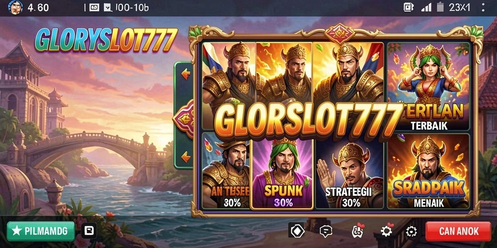 Tangkapan layar utama GLORYSLOT777 menampilkan gameplay slot yang menarik.