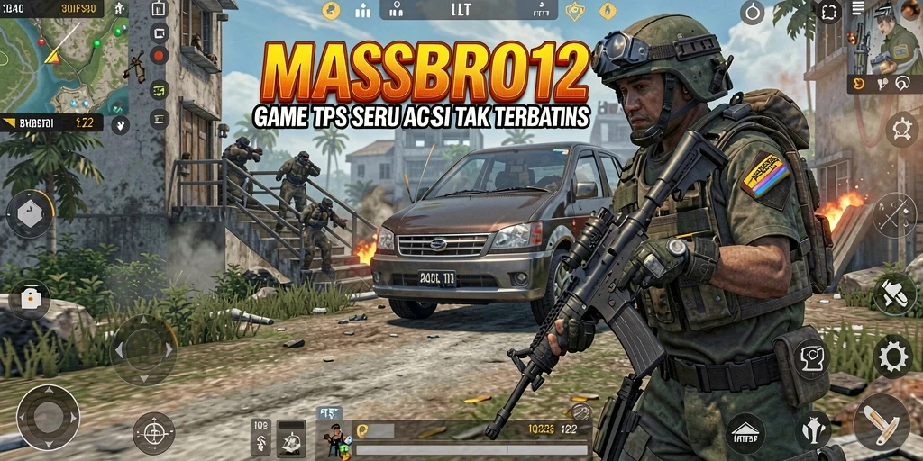 Screenshot gameplay MASBRO12 dengan aksi seru dalam mode TPS.