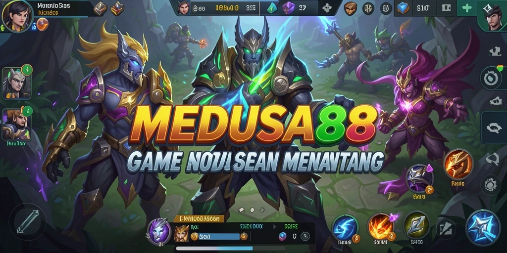 Tampilan gameplay MOBA yang intens dan kompetitif di MEDUSA88.