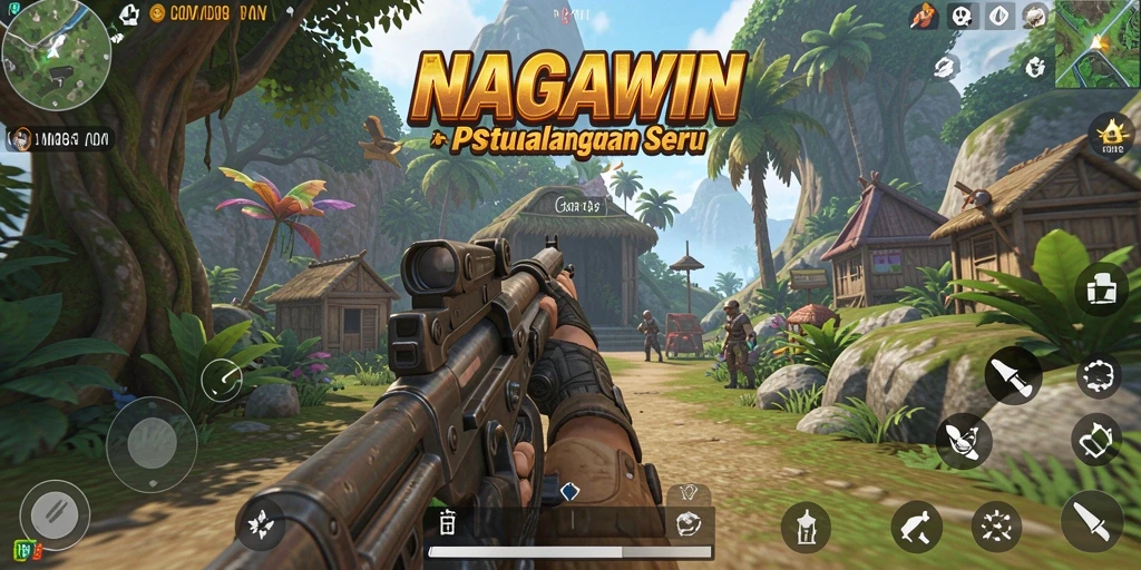 Screenshot gameplay NAGAWIN dengan aksi tempur yang intens.
