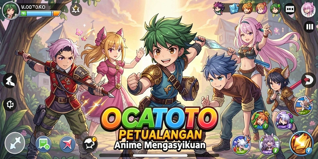 Tampilan gameplay OCATOTO yang menawan dengan karakter anime.