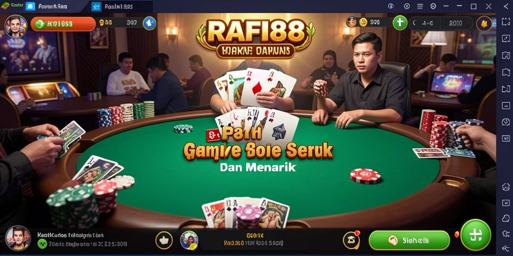 Tampilan gameplay menarik dari RAFI88 dengan suasana poker yang intens.
