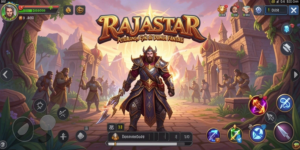 Tampilan gameplay epik RAJASTAR di dunia fantasi.