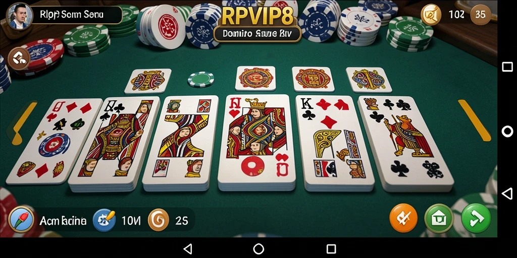 Screenshot RPVIP8 menampilkan gameplay domino yang seru dan interaktif.